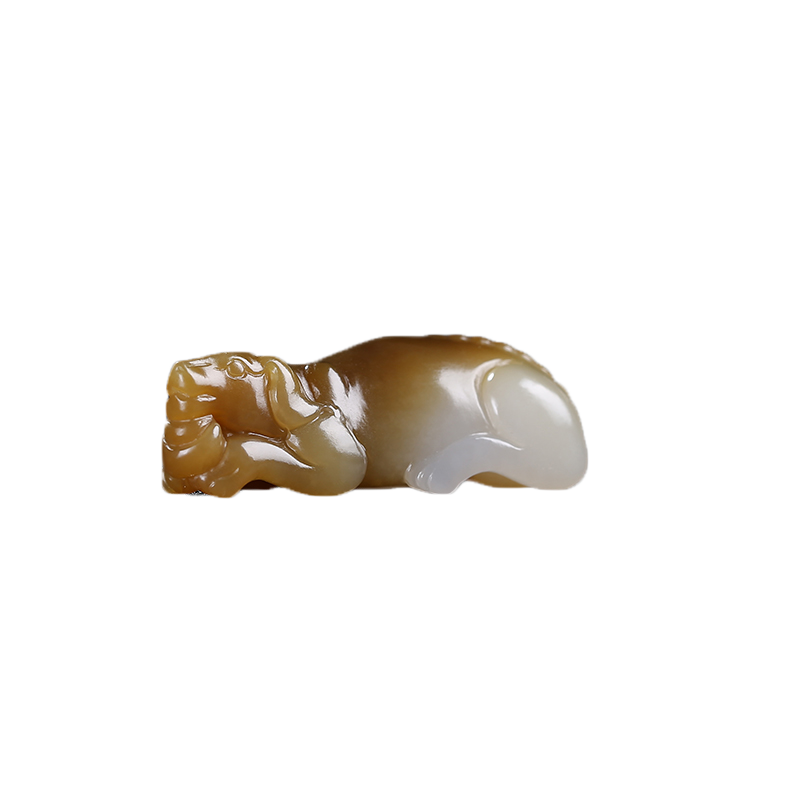 和田玉生肖狗玉石吊坠且末糖白玉