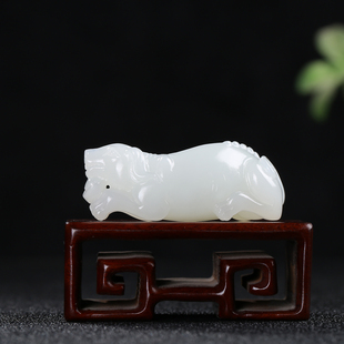 [安家守业]天然新疆和田玉白玉生肖狗元宝挂件玉石吊坠玉佩玉坠