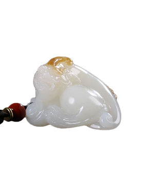 和田玉貔貅手把件玉石糖羊脂白玉