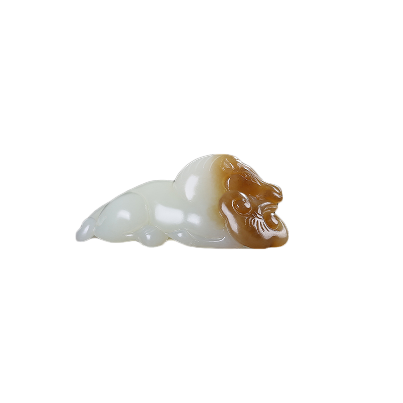 和田玉生肖马玉石吊坠且末糖白玉