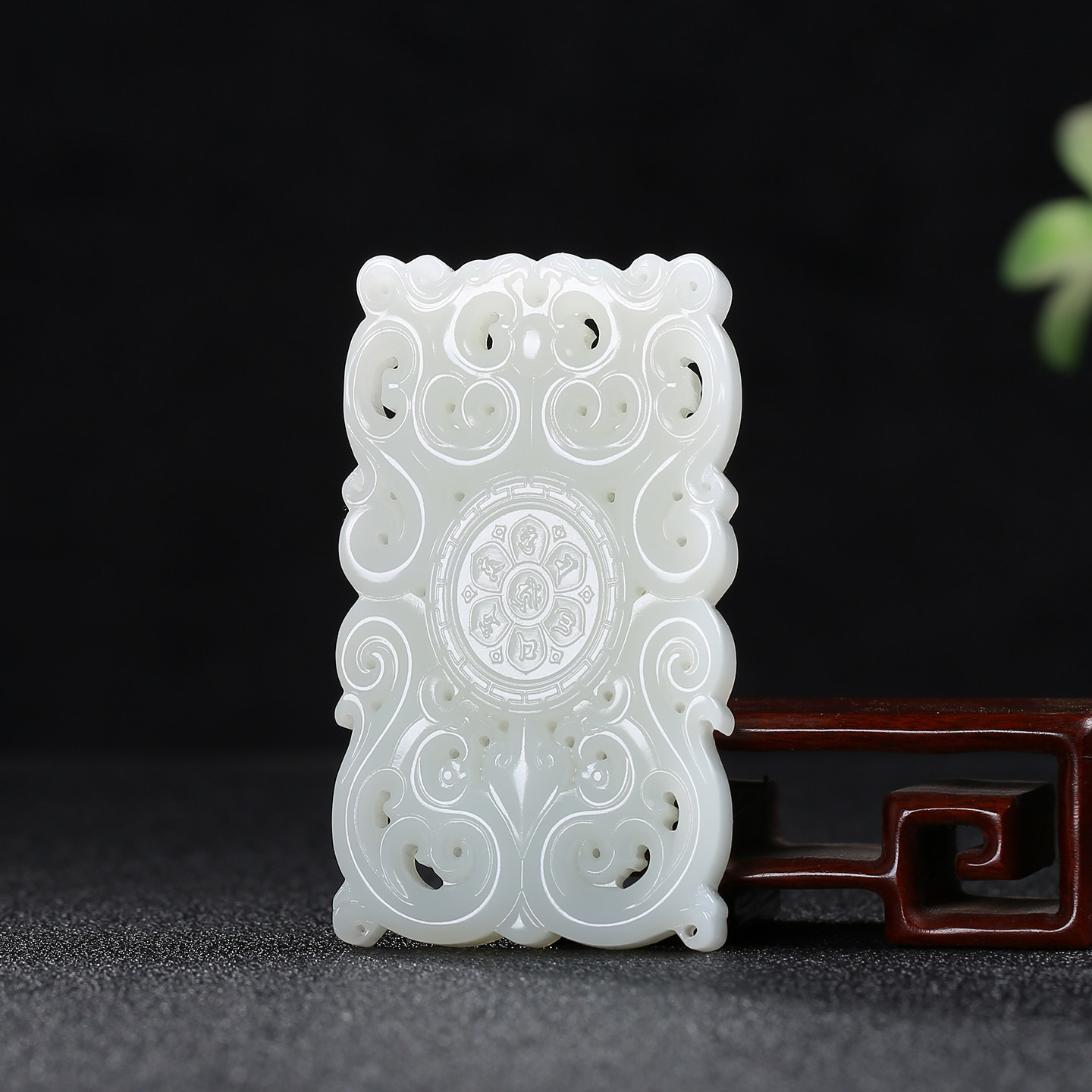 [龙凤呈祥]天然新疆和田玉白玉仿古龙凤镂空挂件玉石吊坠玉佩玉坠