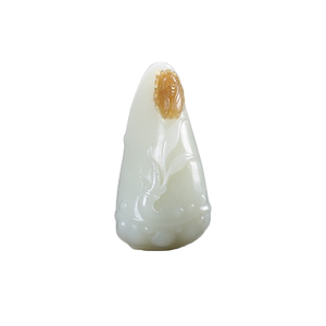 和田玉蝉竹节玉石吊坠且末糖白玉