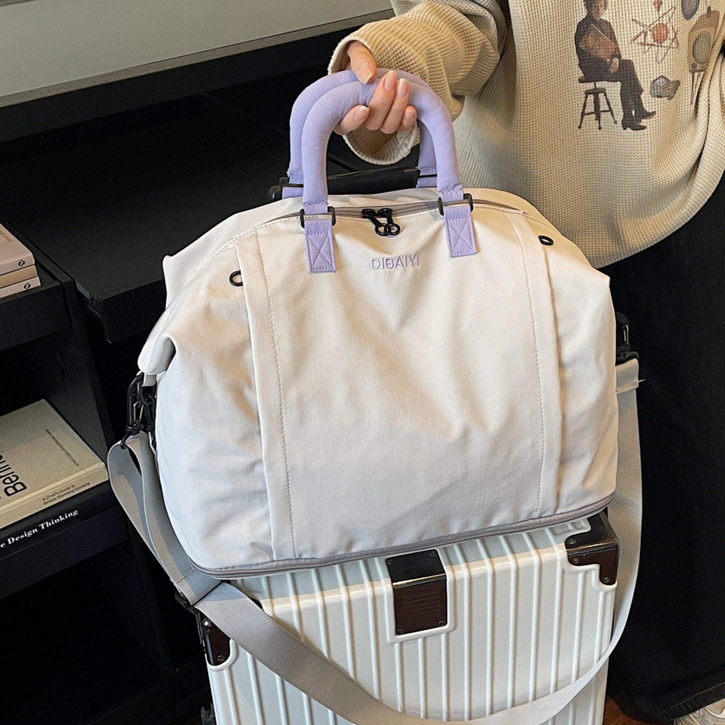 日本进口短途旅行包扩容大容量收纳防水出差行李包运动健身包可印