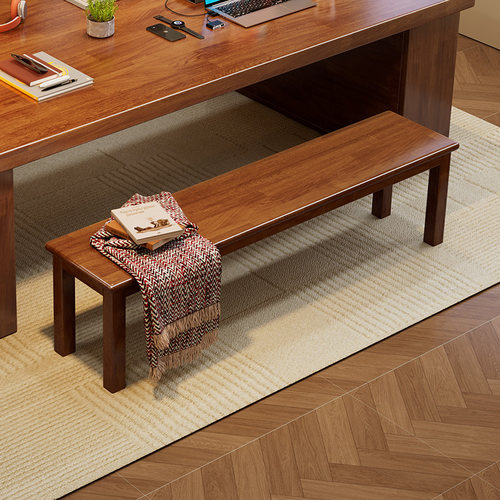 中式家用客厅床尾实木长条凳