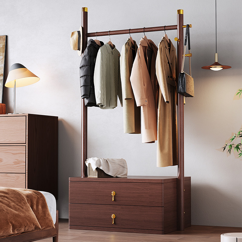 新中式实木家用卧室多功能衣帽架