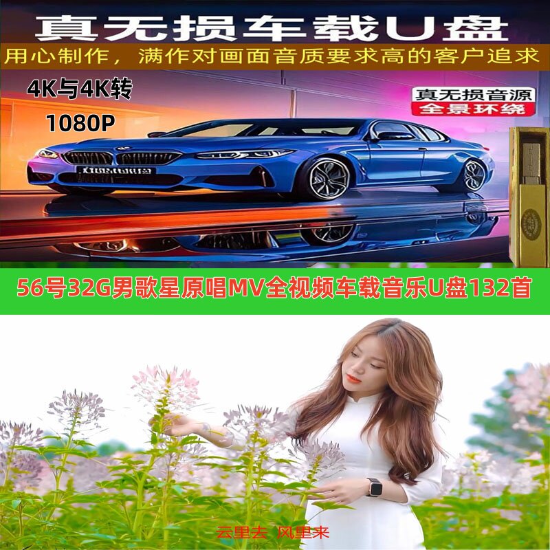 32G第56号4K与4K转1080P超清高端豪华男歌星老歌车载音乐视频U盘
