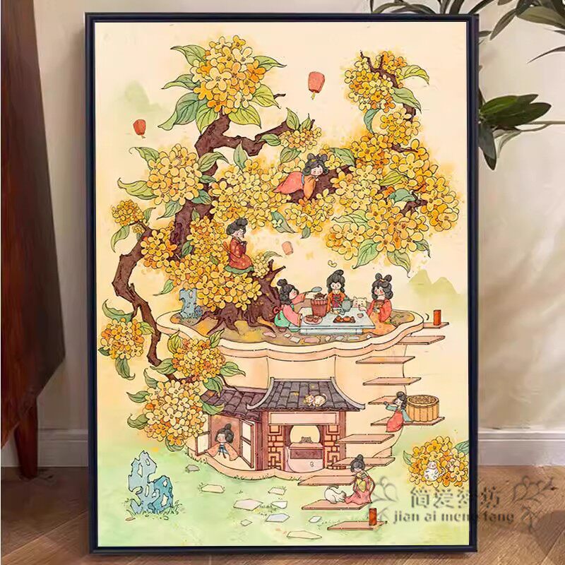印花十字绣2026新款满绣中国古风桂花树小件diy自制刺绣钻石贴画