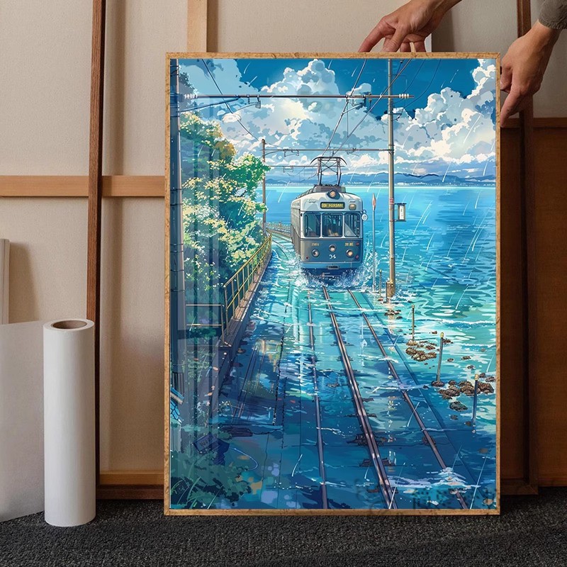 2025新款十字绣线绣小件海上列车高级感diy刺绣钻石画手工贴钻画