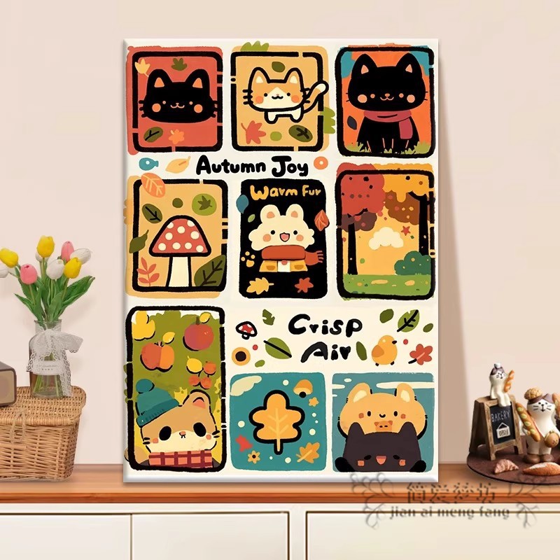 十字绣自己绣2026新款满绣可爱小猫九宫格小件diy自制刺绣钻石画