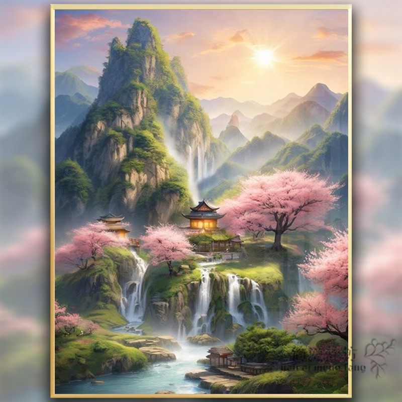 世外桃源十字绣2025新款线绣客厅新中式山水风景钻石贴画手工DIY,居家布艺,十字绣套件,淘宝优惠券,粉丝福利购,淘宝优惠卷