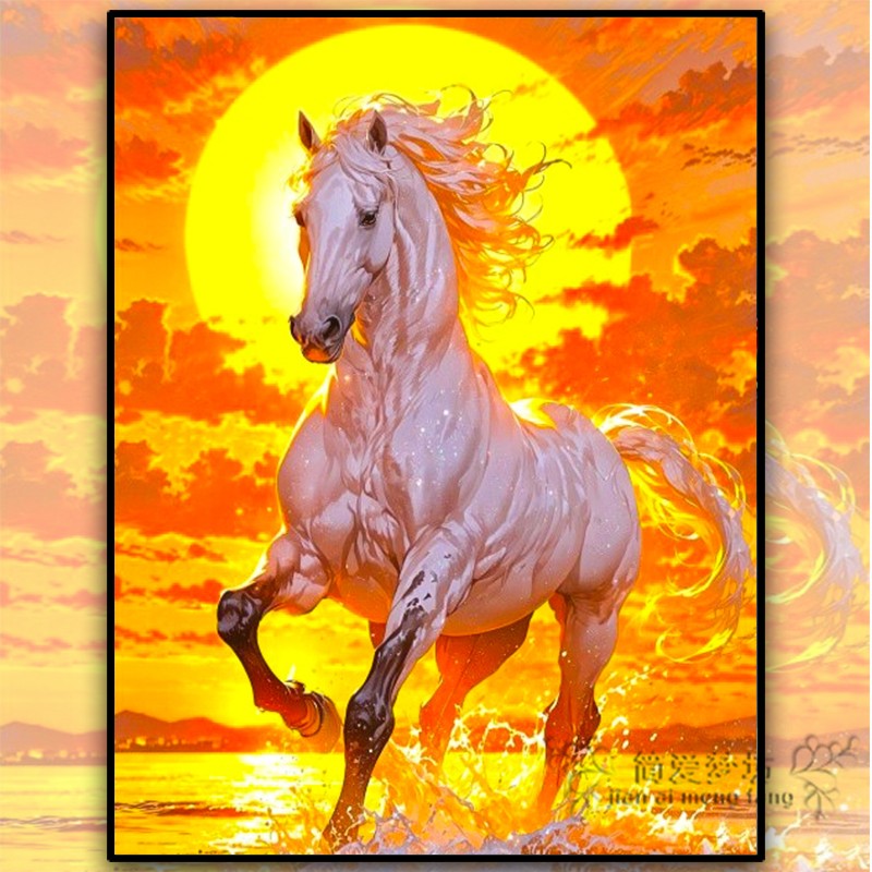 高端十字绣满绣2026新款烈日阳光骏马自己绣小件自制刺绣钻石贴画