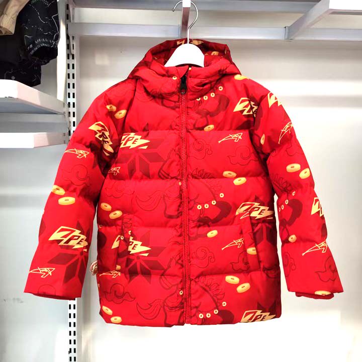 冬装新款七波辉童装男童中长款羽绒服年款儿童白鸭绒上衣外套大红