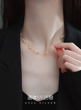 日韩新款925纯银打结项链女小众分段拼接锁骨链ins冷淡风通勤颈链