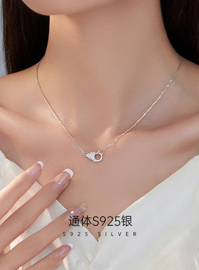 925纯银龙虾扣吊坠项链女轻奢百搭高级感锁骨链气质满钻精致配饰