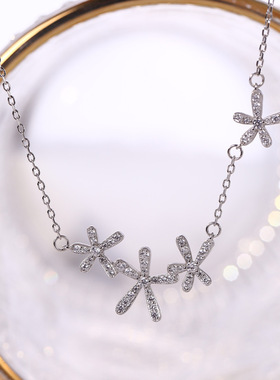 925纯银小花项链女冷淡风轻奢气质高级感花朵锁骨链小众时尚颈饰