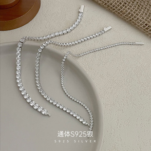 网球手链925纯银超闪排钻手环男女高级感精致锆石手饰品生日礼物