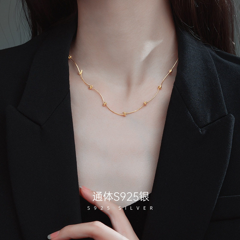 S925银圆珠打结项链女百