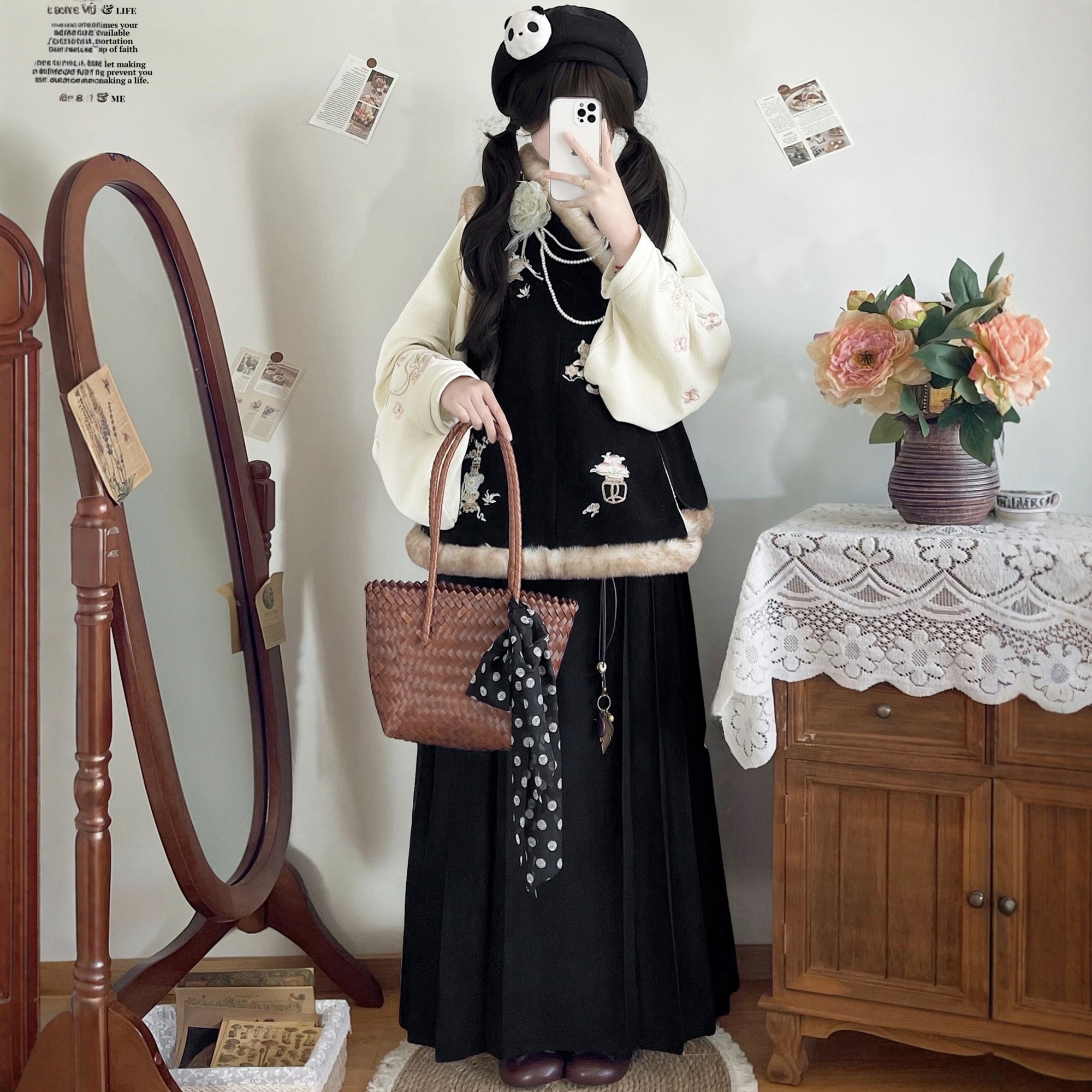 原创汉服女【黑猫】明制加绒加厚交领比甲马面裙日常黑色套装冬款,女装/女士精品,汉服套装,淘宝优惠券,粉丝福利购,淘宝优惠卷