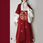 原创汉服女【红烛颜】明制加绒红色裘衣国风马年拜年服套装冬季款