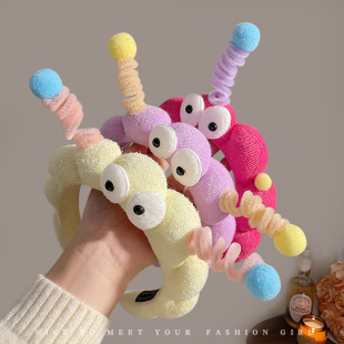 可爱趣味扭扭棒大眼仔发箍女压发发卡百搭高颅顶洗脸头箍头饰发捆