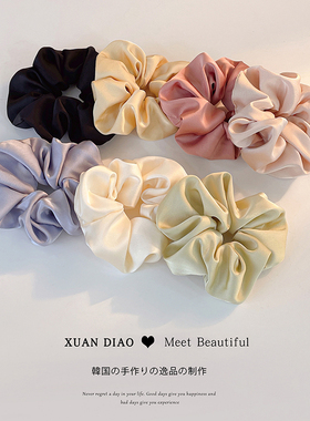 森系缎面大肠发圈女高级感扎头发发绳耐用头绳橡皮筋头花头饰发捆