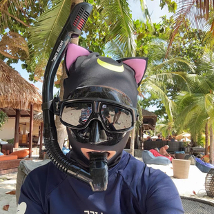 卡通防晒脸基尼浮潜潜水头套面罩护颈女防紫外线沙滩泳帽冲浪桨板