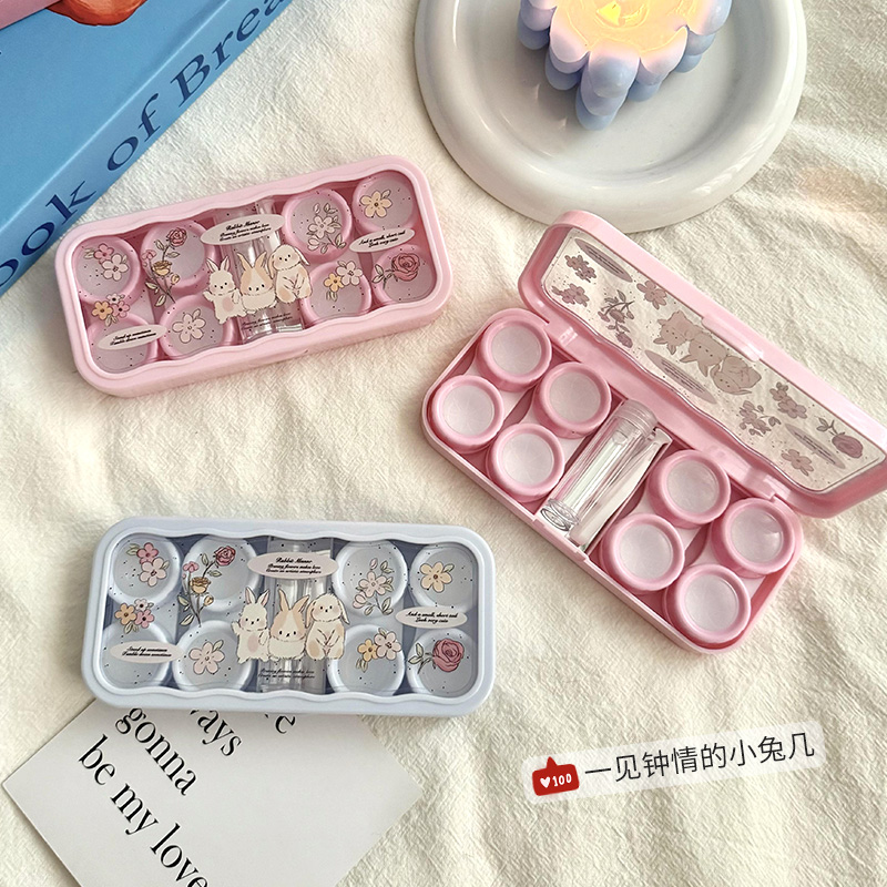 2025新款可爱隐形眼镜盒子透明多副装