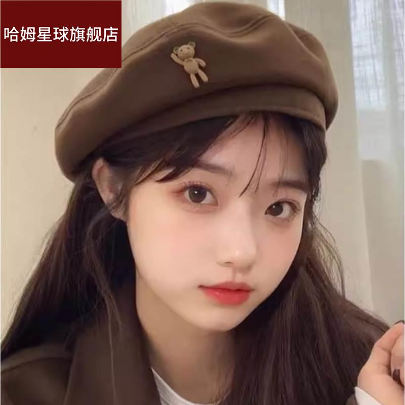 日系贝雷帽女秋冬季新款毛呢覆古显脸小可爱学院风美拉德画家帽子