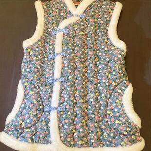 新款马甲中国风大花袄仿古棉马夹国潮女装中国风民族风坎肩秋冬款