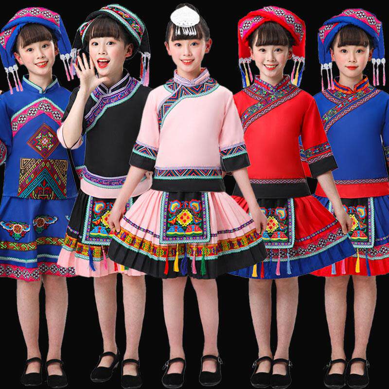 广西壮族三月三少数民族服装儿童表演服幼儿女童演出服饰壮族男童