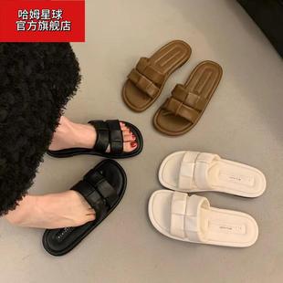女夏季 韩版 拖鞋 外穿2025新款 时尚 百搭一字拖海边软底防滑沙滩凉鞋