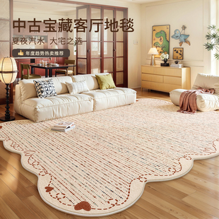 地毯客厅2026新款多巴胺免洗可擦防水红地垫沙发轻奢高级感奶油风