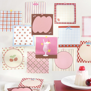 NOTE FOR 120张便签素材本《午茶乐章》简约文艺复古格纹纯色水果手帐拼贴diy备忘留言小本子可撕便签本