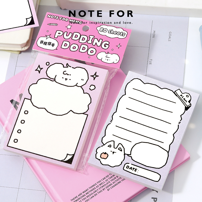 NOTE FOR 80张可撕便签本《PUDDING DODO》可爱韩系趣味涂鸦便签纸计划功能手帐拼贴留言纸备忘便条本