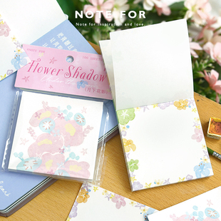 清新花卉水彩感日系图案便签本手帐装 NOTE 枝间花艺 100张便签 饰素材纸备忘记事留言纸便签纸无粘性 FOR