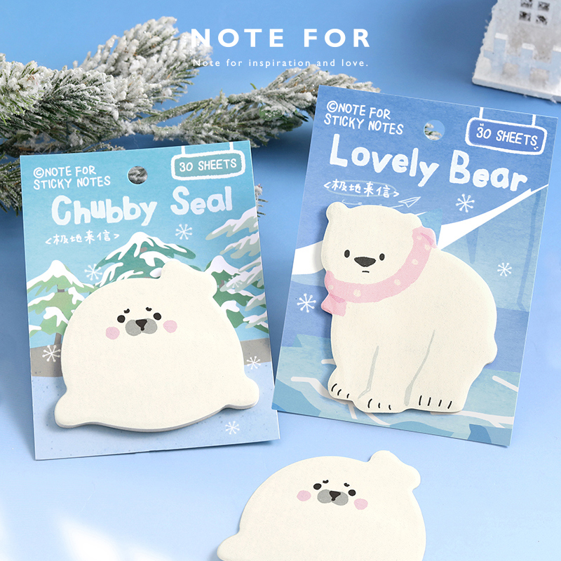 NOTE FOR 软萌异形便利贴《极地来信》可爱企鹅北极熊海豹动物冰雪手帐留言备忘清单待办记录便利贴小条