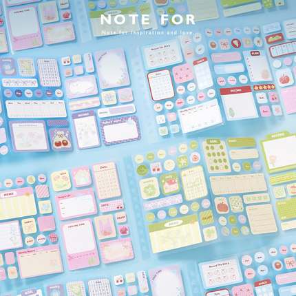 NOTE FOR M5A7三折手帐装饰贴纸《生活记录册》韩系百搭多功能图标日历计划DIY装饰小图案高颜值拼贴素材