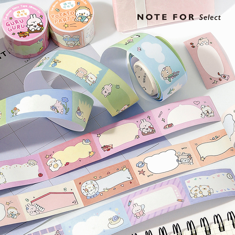 信的恋人 可书写模切手帐胶带《丸子大冒险》韩系标签姓名贴标记贴索引贴可爱动物装饰插画边框手账拼贴素材