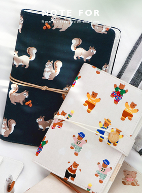 NOTE FOR 活页布面手帐套装《毛绒团子》a6活页本替芯2026可爱活页手账笔记本动物风手帐活页本a5可拆卸