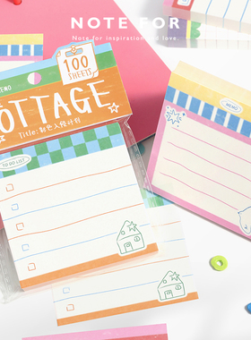 NOTE FOR 100张便签本《彩色入侵计划》彩色涂鸦笔触感插画实用备忘记录手帐打底素材高颜值便签纸可撕