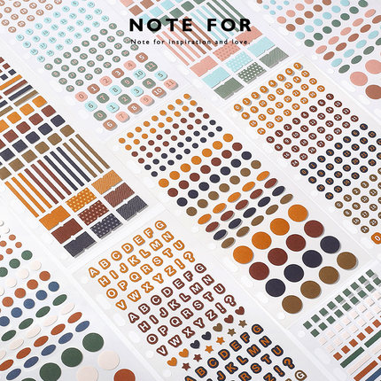 NOTE FOR 基础贴纸套装《四时有色》文艺百搭手帐素材圆形莫兰迪色贴纸冷淡ins风圆形手账贴纸素材拼贴工具