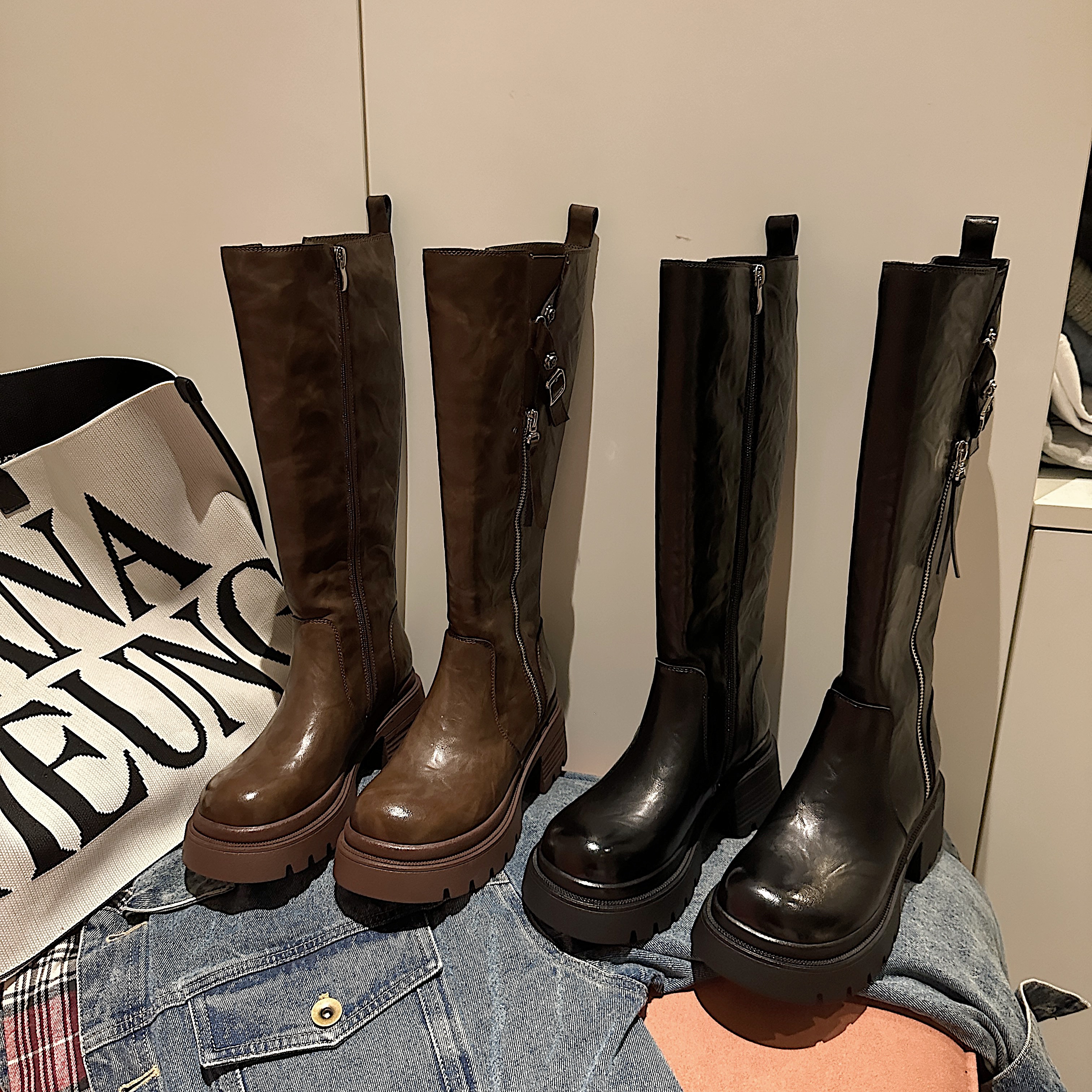 【淘女郎demi】TS时装靴2025秋季新款百搭圆头长靴MTC57811-H