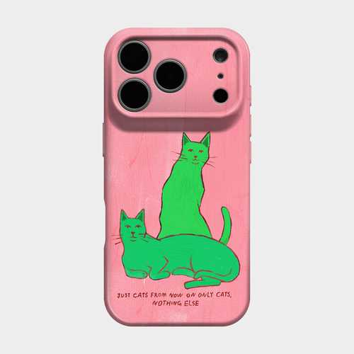 绿色猫咪趣味艺术气质手机壳