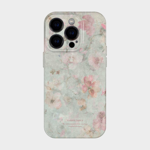 适用华为iPhone苹果16promax手机保护外壳女生15plus高级感轻奢14复古风艺术13奢华ins小众设计pura70 灰粉调