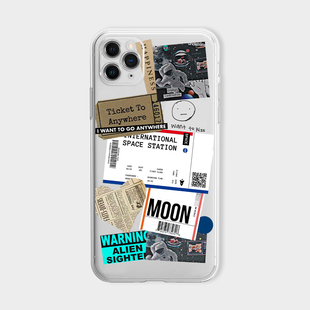 奔赴太空 适用iphone17苹果16pro透明手机壳新款小米15/14男款13小众创意note12红米k80/k70镜头全包防摔k60