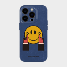 三口一画用力微笑 适用iphone苹果16promax新款原创手机壳15plus可爱趣味14创意小众搞怪解压13镜头全包防摔