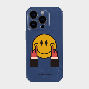 三口一画用力微笑 适用iphone16苹果17promax新款手机壳全包小米15可爱趣味14韩系ins超火13独特小众不会撞壳