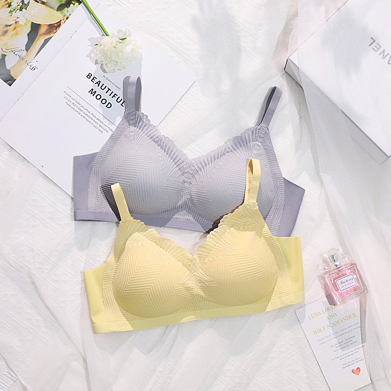紫色花语内衣女情调小胸聚拢无钢圈胸罩收副乳无痕防上滑文胸罩夏