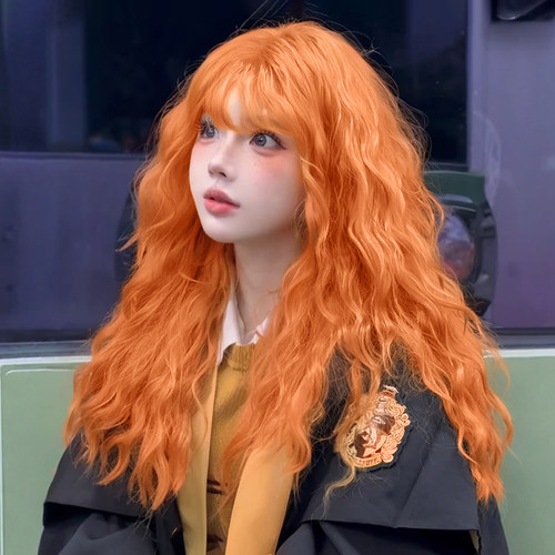 万圣节cos脏橘色羊毛卷假发套
