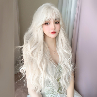 万圣节白色假发女长发全头套cosplay大波浪长卷发整顶仿真假发套